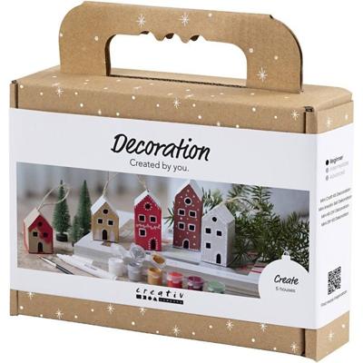Creativ Company Mini hobbyset decoratie, huizen, kerst verf, 1 doos