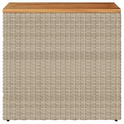 Tuinbijzettafel met houten blad 58x27,5x55 cm poly rattan beige