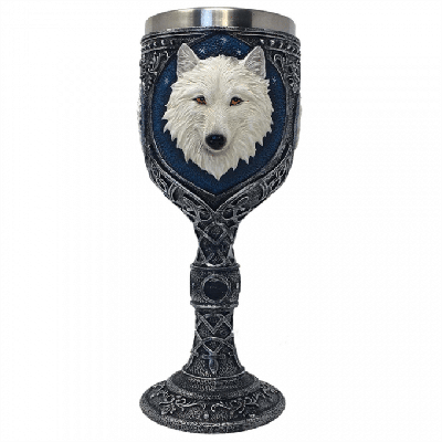 Kelk Beker met Witte Wolf Handgeschilderd (19 cm)