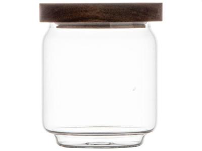 Gusta Voorraadpot Glas/acacia 9x11cm Gusta Voorraadpot Glas/acacia 9x11cm