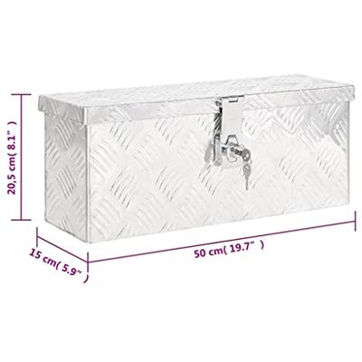VidaXL Opbergbox 50x15x20,5 cm aluminium zilverkleurig - thumbnail