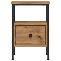 Nachtkastjes 2 st 34x36x50cm bewerkt hout artisanaal eikenkleur - thumbnail