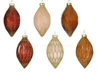 Kerstbal Glas Olijf Honeycomb Assorti 1st - thumbnail