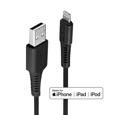LINDY 31319 USB-kabel USB 2.0 Apple Lightning stekker, USB-A stekker 0.50 m Zwart