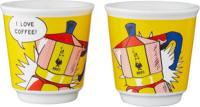 Italiaanse koffiezetset + 2 kopjes - BIALETTI - Mini-express LICHTENSTEIN - 100 ml - Roestvrij staal / Geel - thumbnail