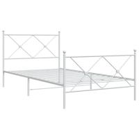 Bedframe met hoofd- en voeteneinde metaal wit 100x190 cm - thumbnail