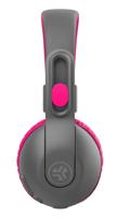 JLab JBuddies Studio 2 Draadloze en bedrade on-ear kinderhoofdtelefoon, grijs/roze, 65+ uur batterijduur, volumebestendig, volumeregelaar, opvouwbaar, verstelbaar, geluidsisolatie, met microfoon - thumbnail