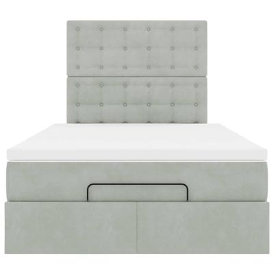 Ottoman bed met matrassen 120x200cm fluweel lichtgrijs