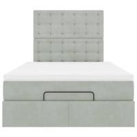 Ottoman bed met matrassen 120x200cm fluweel lichtgrijs - thumbnail