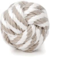 Touwbal hondenspeeltje grijs/beige 6 cm - thumbnail