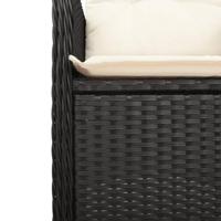 Tuinstoelen 2 st verstelbaar met kussens poly rattan zwart - thumbnail