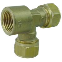 Riko P-737 Messing Knel T-Stuk 22x22x1/2 Binnendraads - thumbnail