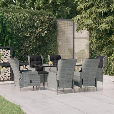 7-delige Tuinset poly rattan lichtgrijs