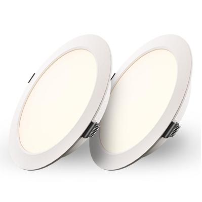 Set van 2 Georgia LED platte Inbouwspots wit - 9W 820lm - Rond - 2700K warm Wit - Ø145 mm - IP20 voor binnen - Inbouwdiepte 25mm