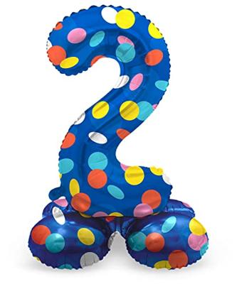 Folat BV Staande folieballon colorful dots cijfer 2 - 72cm Folat BV Staande folieballon colorful dots cijfer 2 - 72cm