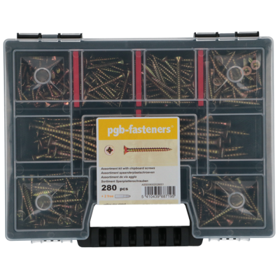 pgb-Europe - Assortimentsdoos Spaanplaatschroeven - PGWVZV ZnG 280 st. - ASS008002028001