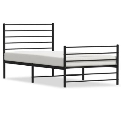 Bedframe met hoofd- en voeteneinde metaal zwart 107x203 cm Bedframe met hoofd- en voeteneinde metaal zwart 107x203 cm