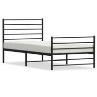 Bedframe met hoofd- en voeteneinde metaal zwart 107x203 cm - thumbnail