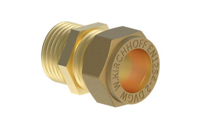 Kirchhoff Messing overgangsstuk, blank, 12 mm x 3/8"ET, klemfitting voor koperen buis - 989457117