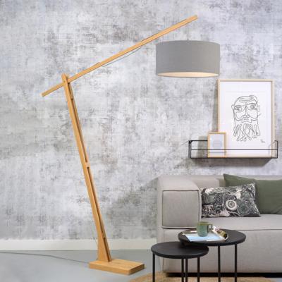 GOOD&MOJO Vloerlamp 'Montblanc' Bamboe en Eco linnen, 207cm, kleur Donkerbeige GOOD&MOJO Vloerlamp 'Montblanc' Bamboe en Eco linnen, 207cm, kleur Donkerbeige