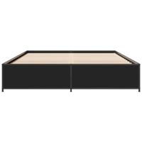 Bedframe bewerkt hout metaal zwart 150x200 cm - thumbnail
