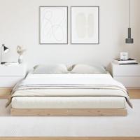Vloerbedframe massief grenenhout wit 140x220 cm - thumbnail