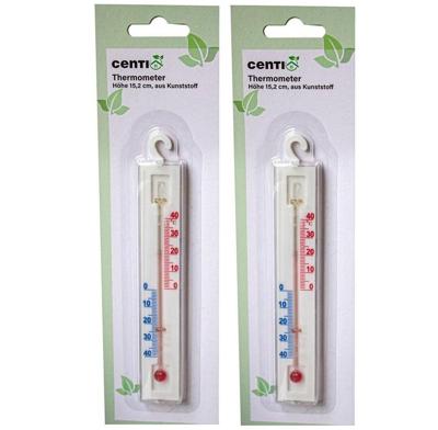 Kunststof Thermometer Wit voor binnen of buiten set van 2 stuks