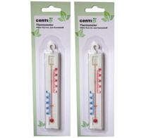 Kunststof Thermometer Wit voor binnen of buiten set van 2 stuks - thumbnail
