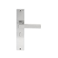 Hardbrass Deurkruk Geneve op rechthoekig langschild sleutelgat 56mm - RVS - thumbnail