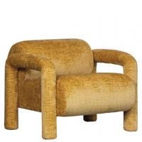 WOOOD Fauteuil 'Lenny' Structure Velvet, kleur Goudgeel - thumbnail
