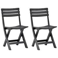 VidaXL Opklapbare stoelen, 2 stuks, kunststof, antraciet - thumbnail