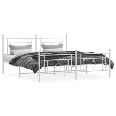Bedframe met hoofd- en voeteneinde metaal wit 183x213 cm Bedframe met hoofd- en voeteneinde metaal wit 183x213 cm