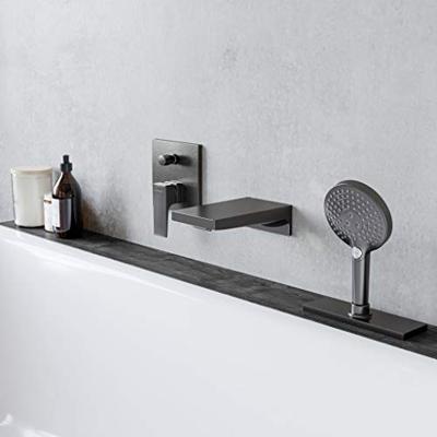 Baduitloop Metropol HansGrohe Watervalstraal 18.5 cm Geborsteld Zwart Chroom - thumbnail