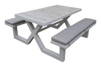 Aluminium picknicktafel 160cm wit - thumbnail