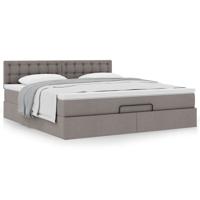 Ottoman bed met matras 200x200 cm stof taupe - thumbnail