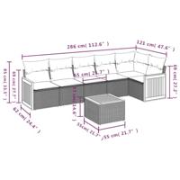 7-delige Loungeset met kussens poly rattan zwart - thumbnail