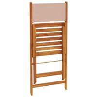 Bistrostoelen 2 st massief acaciahout en stof taupe - thumbnail