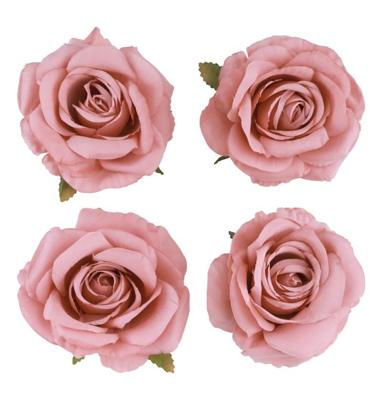 4 Oud Roze Ivoor Rozen Koppen (11x6cm)