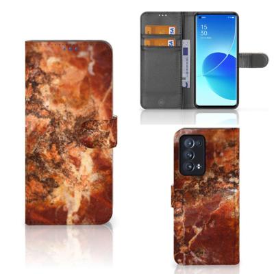 OPPO Reno 6 Pro Plus 5G | Bookcase | Marmer Bruin OPPO Reno 6 Pro Plus 5G | Bookcase | Marmer Bruin