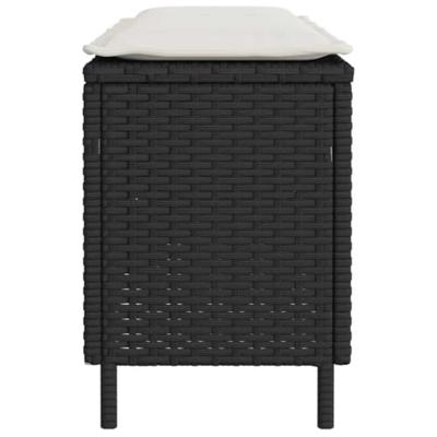Tuinbank met kussen 110x30x40,5 cm poly rattan zwart