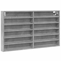 Vitrinekast 100x8,5x58 cm bewerkt hout betongrijs - thumbnail