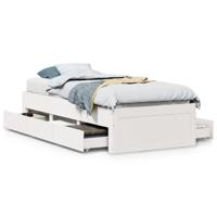 Bedframe zonder matras met lades grenenhout wit 90x190 cm - thumbnail
