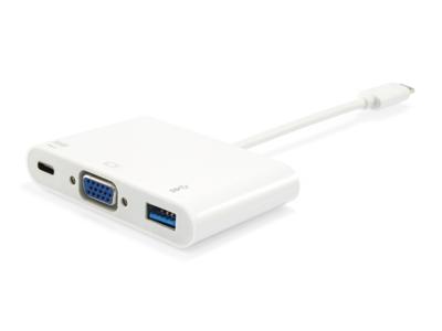 Equip 133462 usb type c to vga female/usb a female/pd adapter, 1080p, 15cm, white - thumbnail