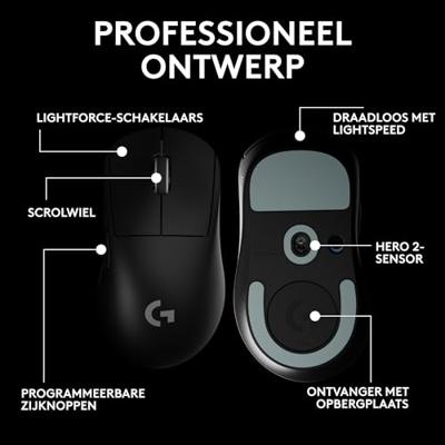 Logitech G PRO X SUPERLIGHT 2 DEX Zwart Draadloze Gaming muis Logitech G PRO X SUPERLIGHT 2 DEX Zwart Draadloze Gaming muis