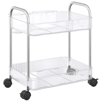 VidaXL Opbergtrolley 2-laags 37x28x43,5 cm acryl transparant - thumbnail