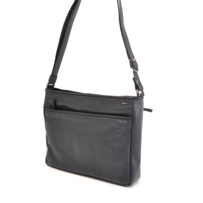 2 vaks cross-over schoudertas ritstas Soft Navy-zwart 2 vaks cross-over schoudertas ritstas Soft Navy-zwart