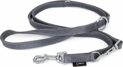 Verstelbare hondenriem - vetleer - Grijs - 18mm x 220cm