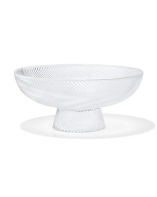 051 Schaal Op Voet Ø23x12cm Bergen Glas Twist Reliëf (transparant)