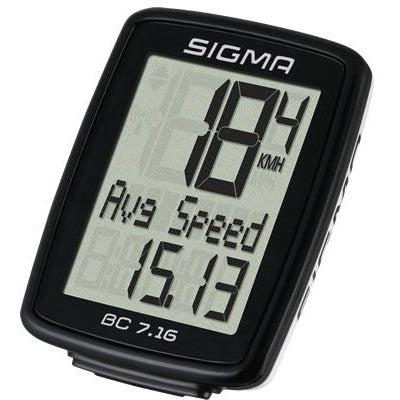 Sigma BC 7,16 Kilometerteller 7 functies - Zwart Sigma BC 7,16 Kilometerteller 7 functies - Zwart