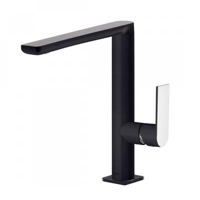 Wastafelmengkraan Tres Loft Colors 1-Hendel Uitloop Recht 22 cm Rond Zwart Chroom